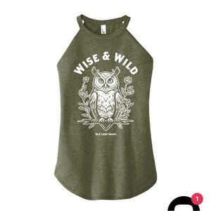 Old Lady Gains Olive Owl Tank Top